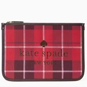Kate Spade Large Zip Pouch Ella Classic Plaid